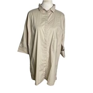 ANNETTE GORTZ  Long Tunic Shirt Beige Cotton 42 US 12 Quite Luxury Old Money